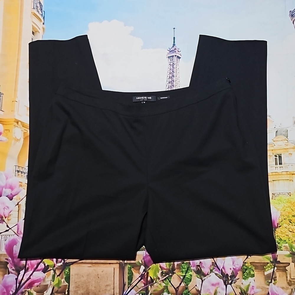 Lafayette‎ 148 New York Bleecker High Waist Black Wool Dress Pants Size 12